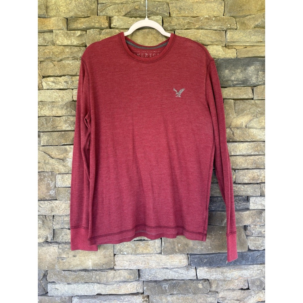 American Eagle Outfitters Men's Large Red Long Sleeve Shirt